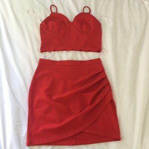 Red Top and Skirt Set